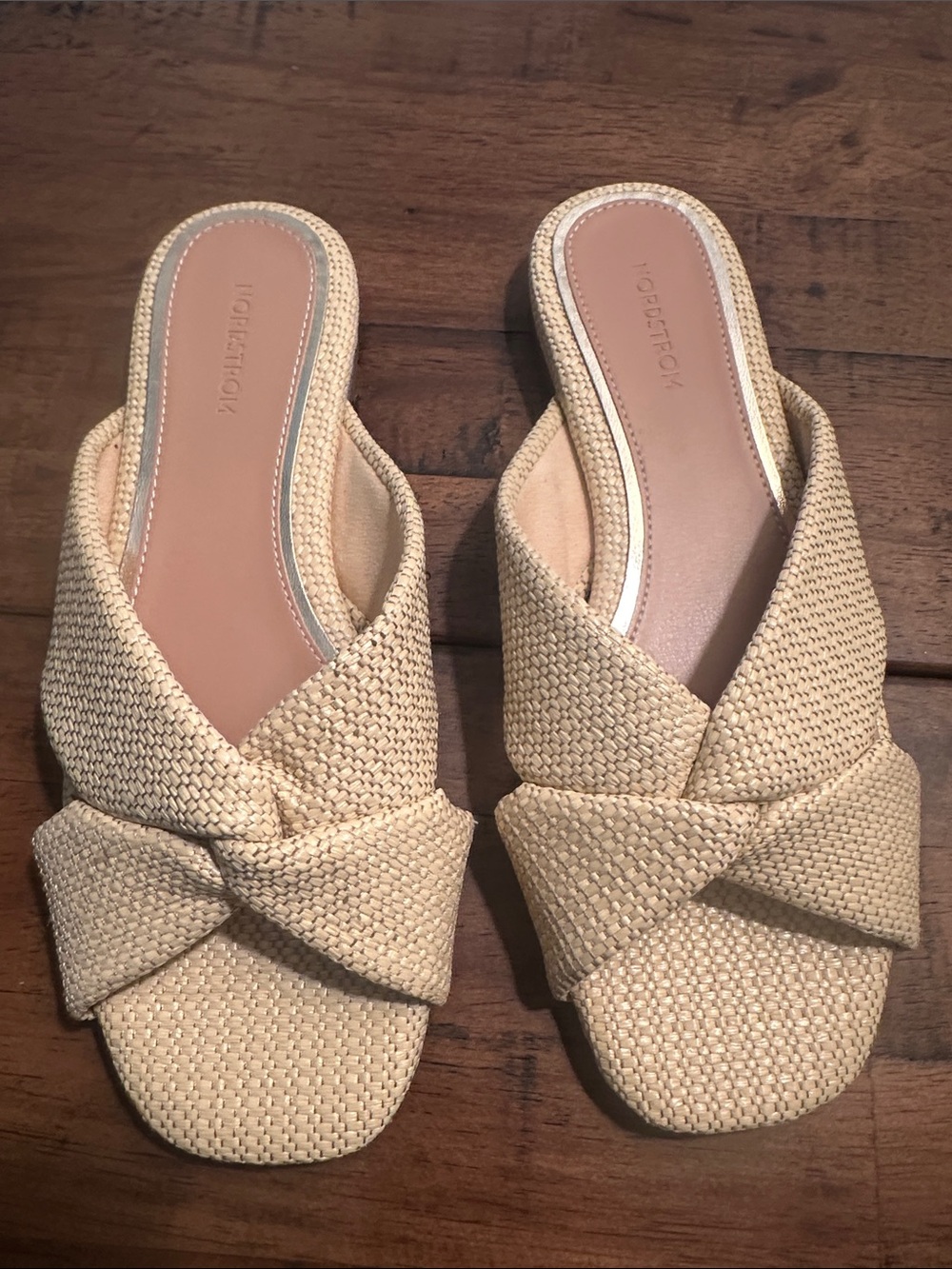 Modernloom Women's Beige Woven Slide Sandals